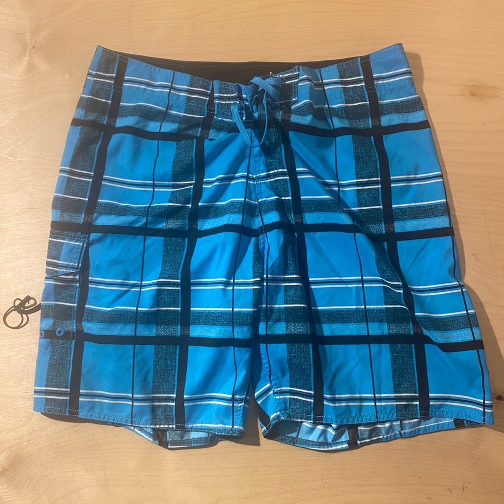 Eidon Blue Plaid Swim Trunks 36 (FS)